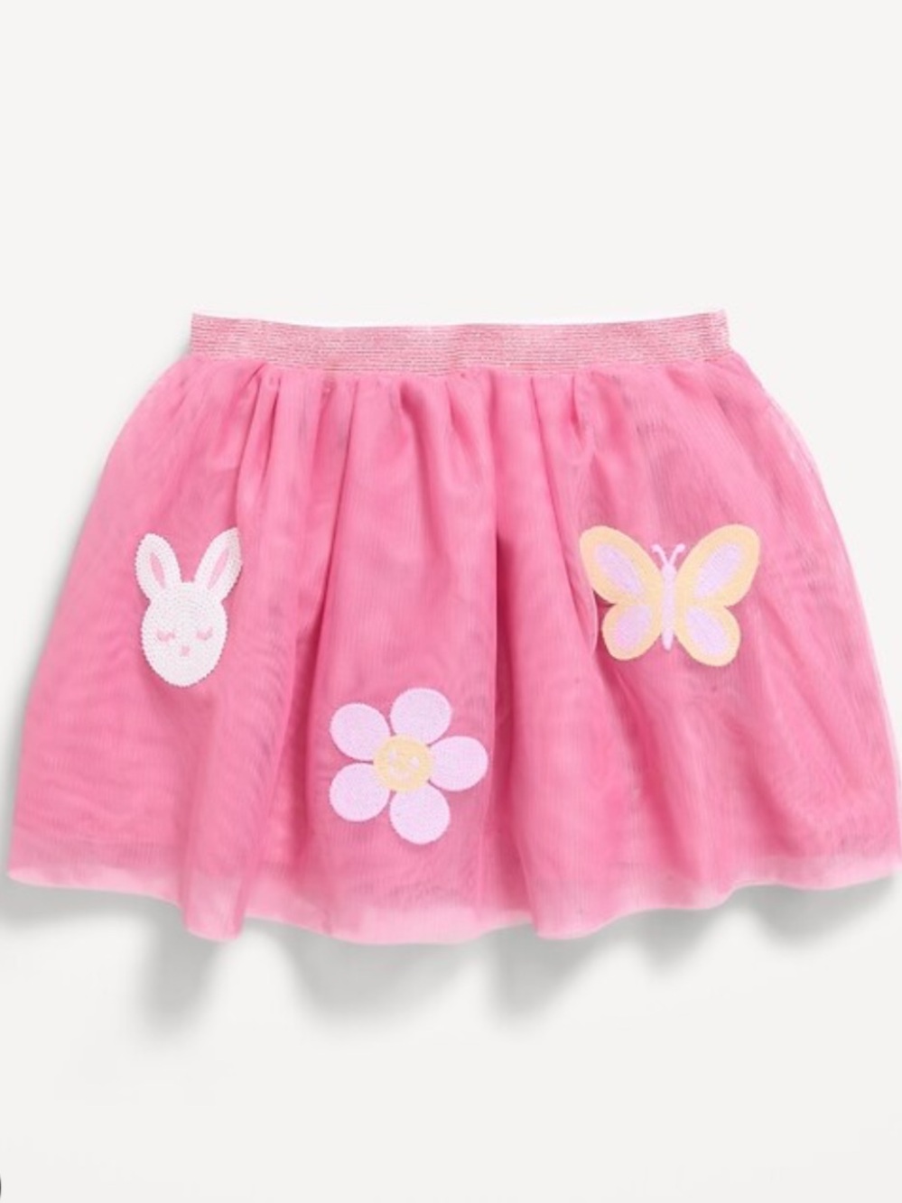 Old Navy Pink Tutu Skirt with Bunny, Flower & Butterfly Appliqués
